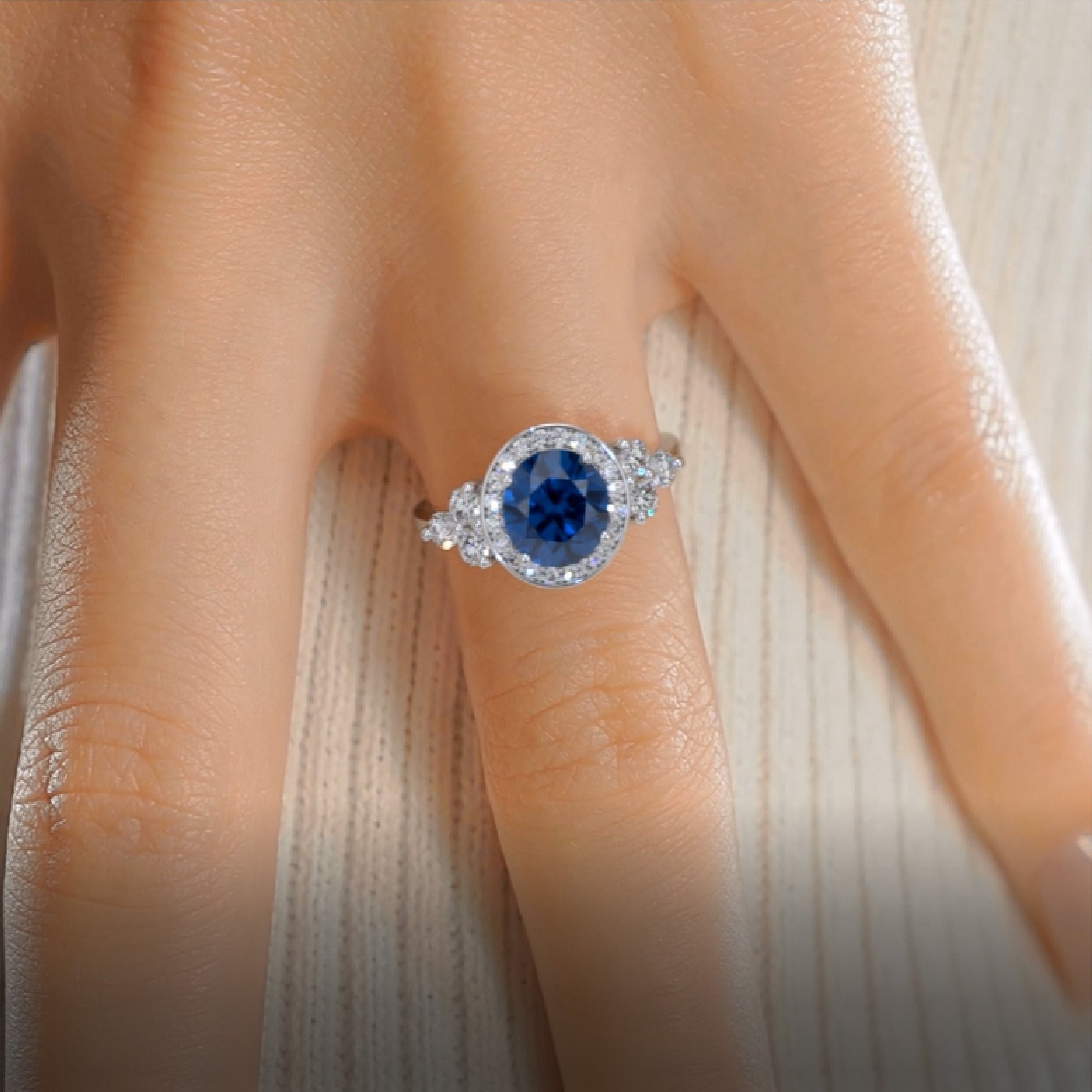 Ivy Gemstone & Diamonds Ring (2 Carat) -14K White Gold