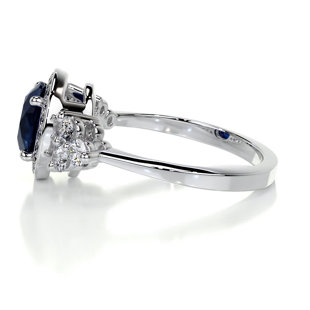 Ivy Gemstone & Diamonds Ring (2 Carat) -14K White Gold