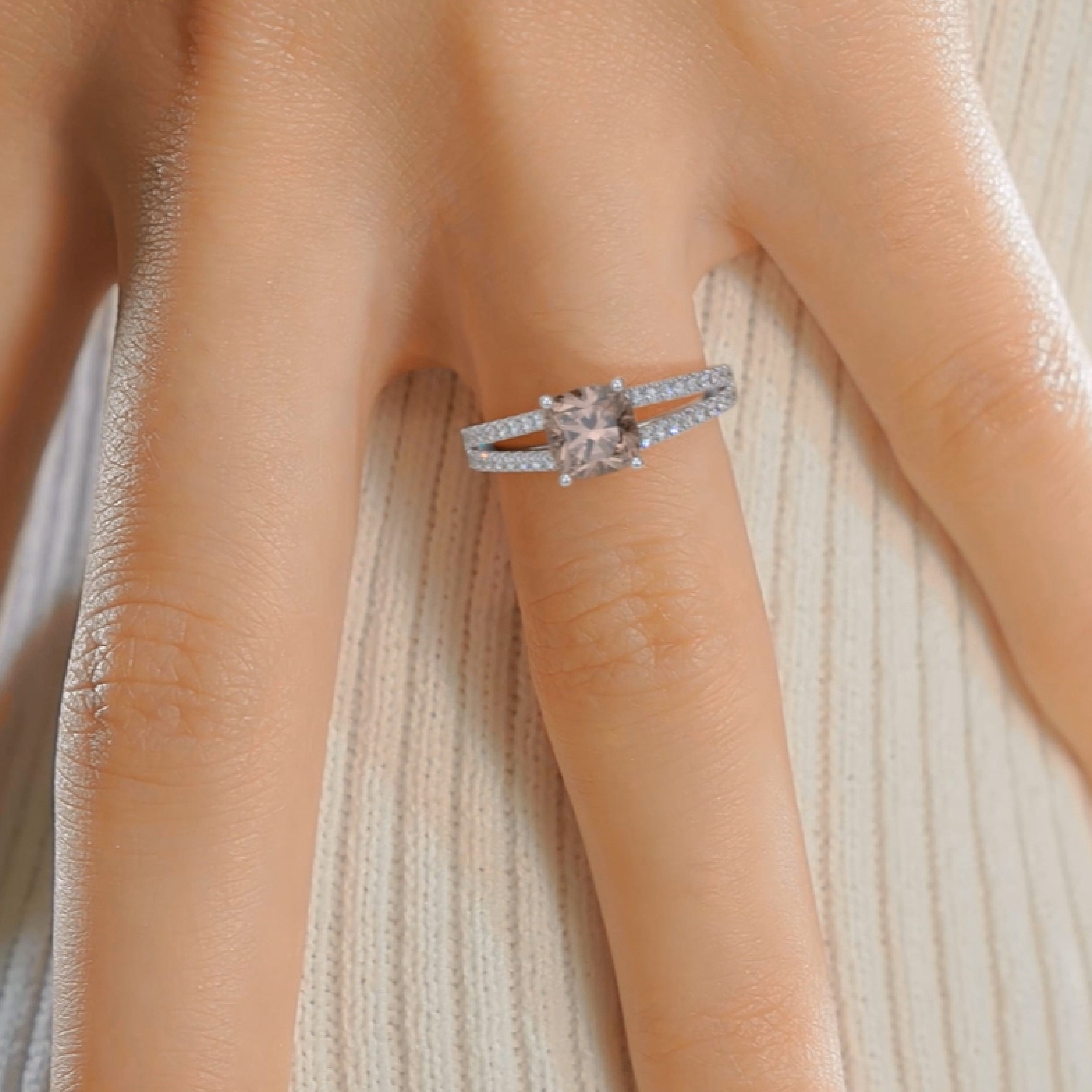 Sadie Gemstone & Diamonds Ring (2 Carat) -14K White Gold