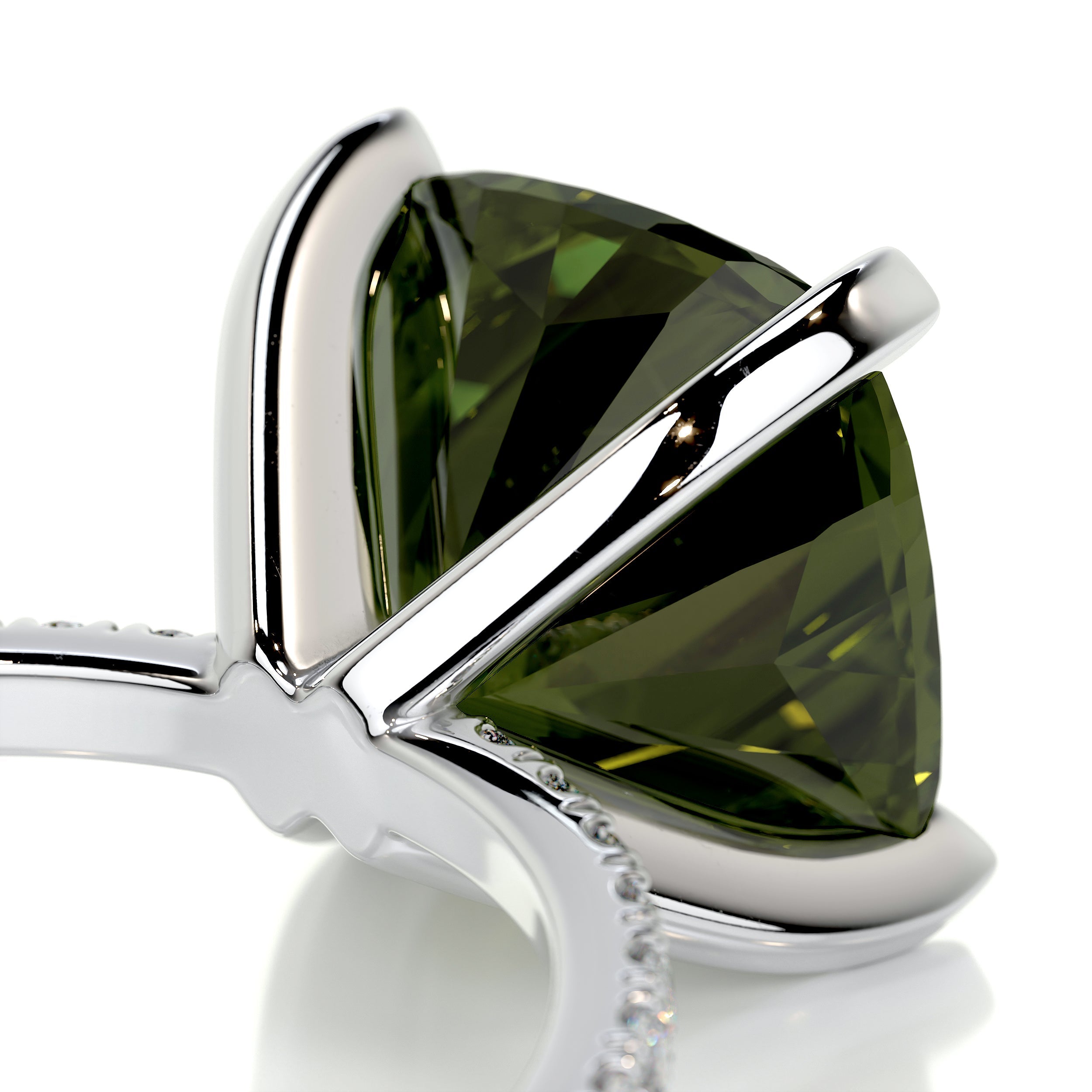 Stephanie Gemstone & Diamonds Ring (6 Carat) -14K White Gold
