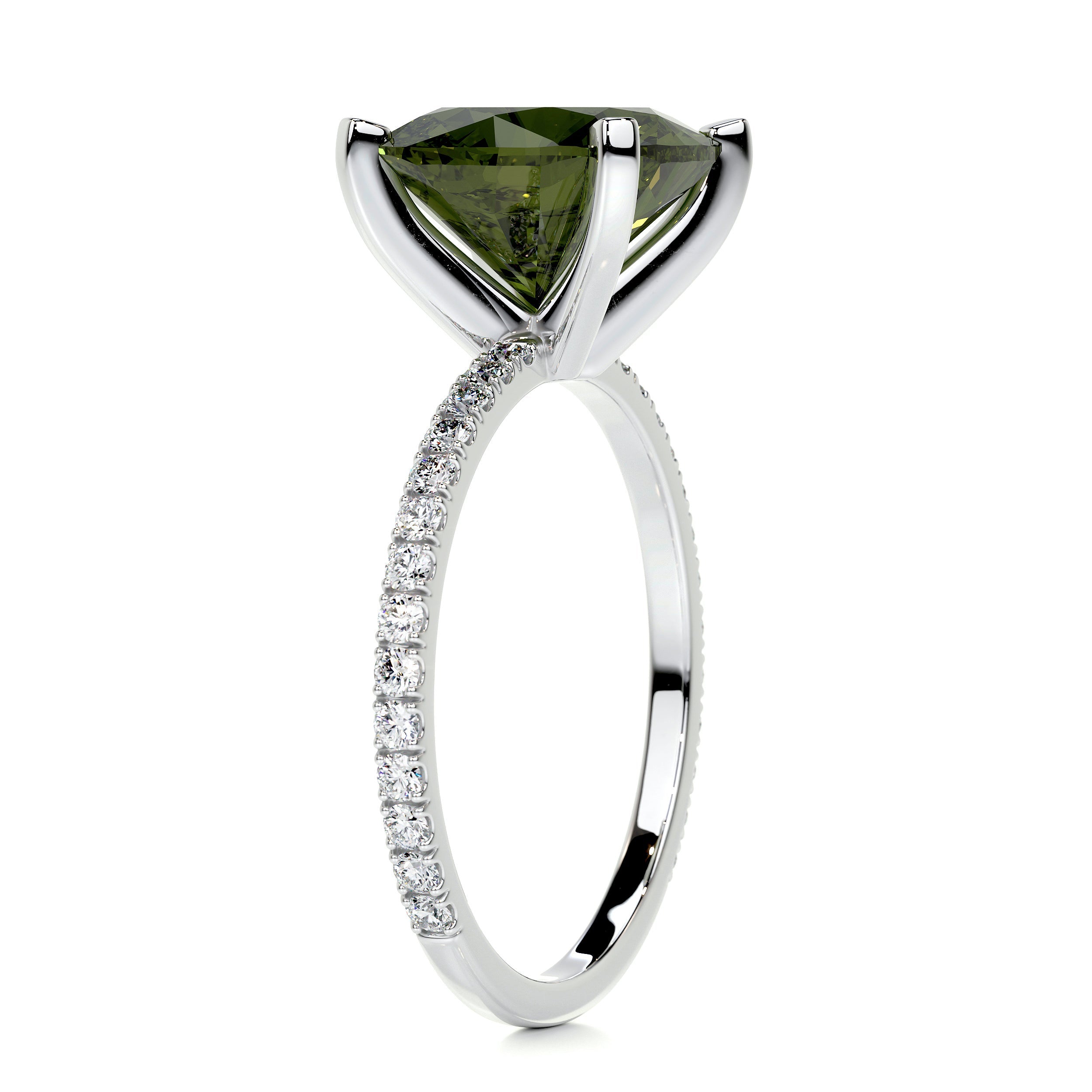 Stephanie Gemstone & Diamonds Ring (6 Carat) -14K White Gold