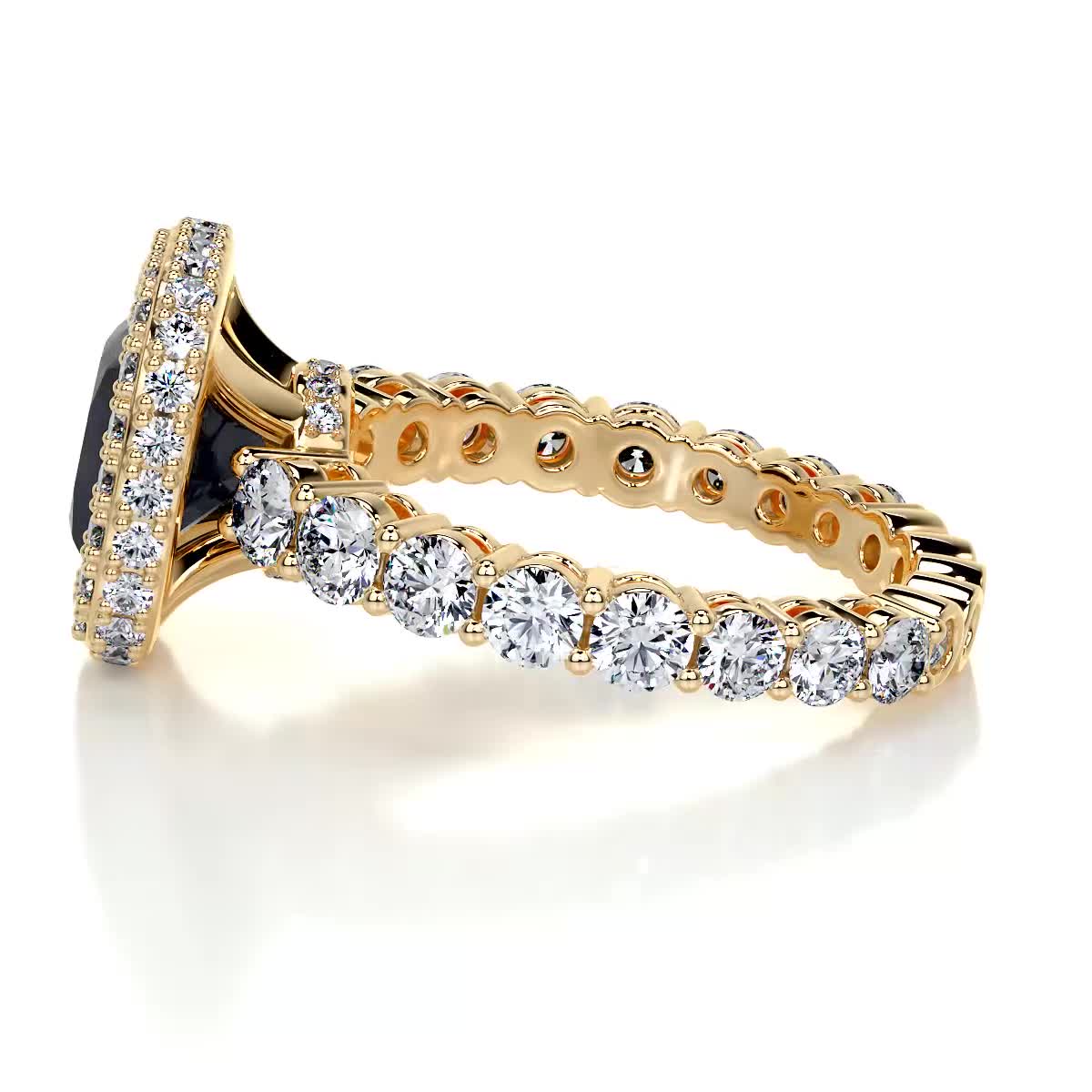 North Gemstone & Diamonds Ring (4 Carat) - 18K Yellow Gold