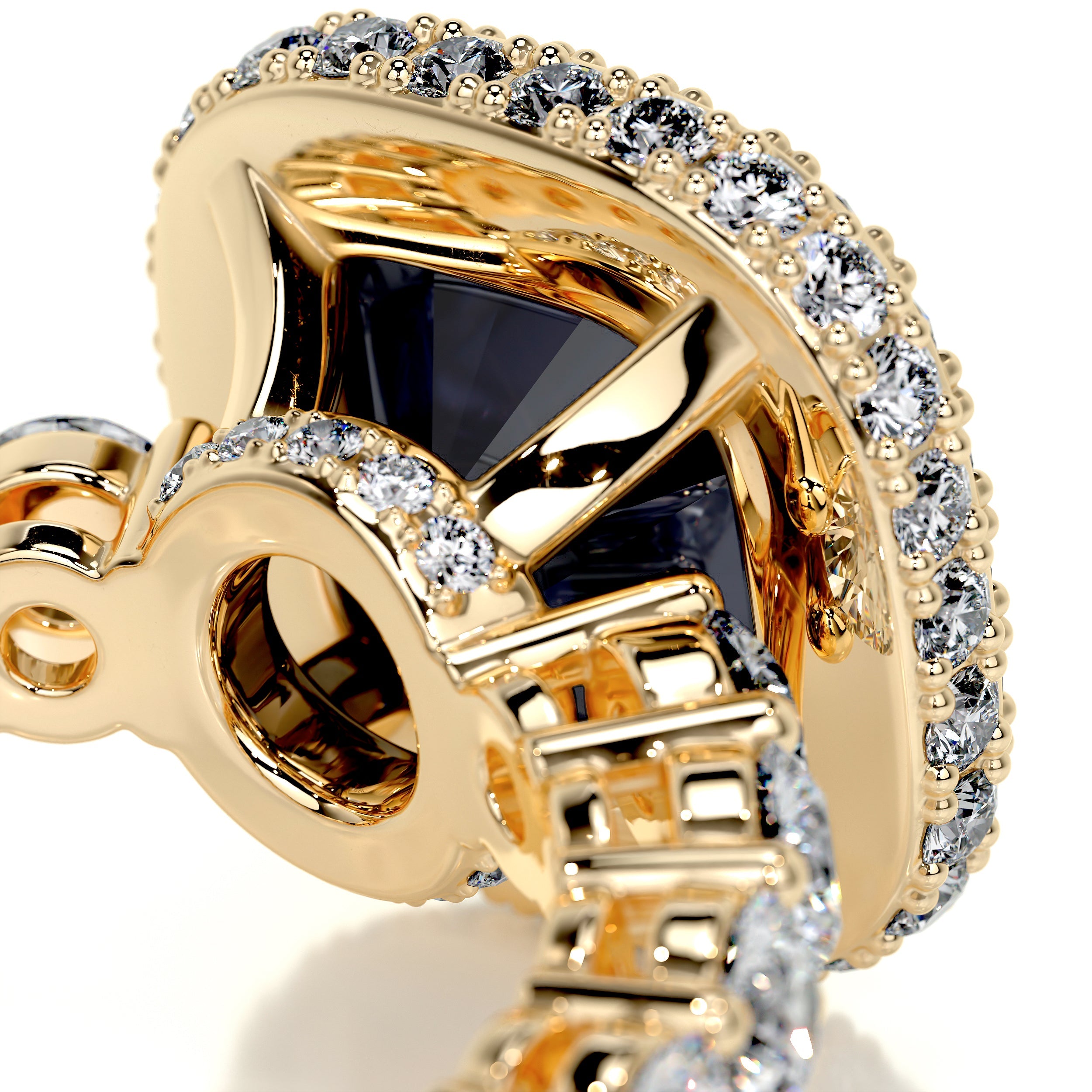 North Gemstone & Diamonds Ring (4 Carat) - 18K Yellow Gold
