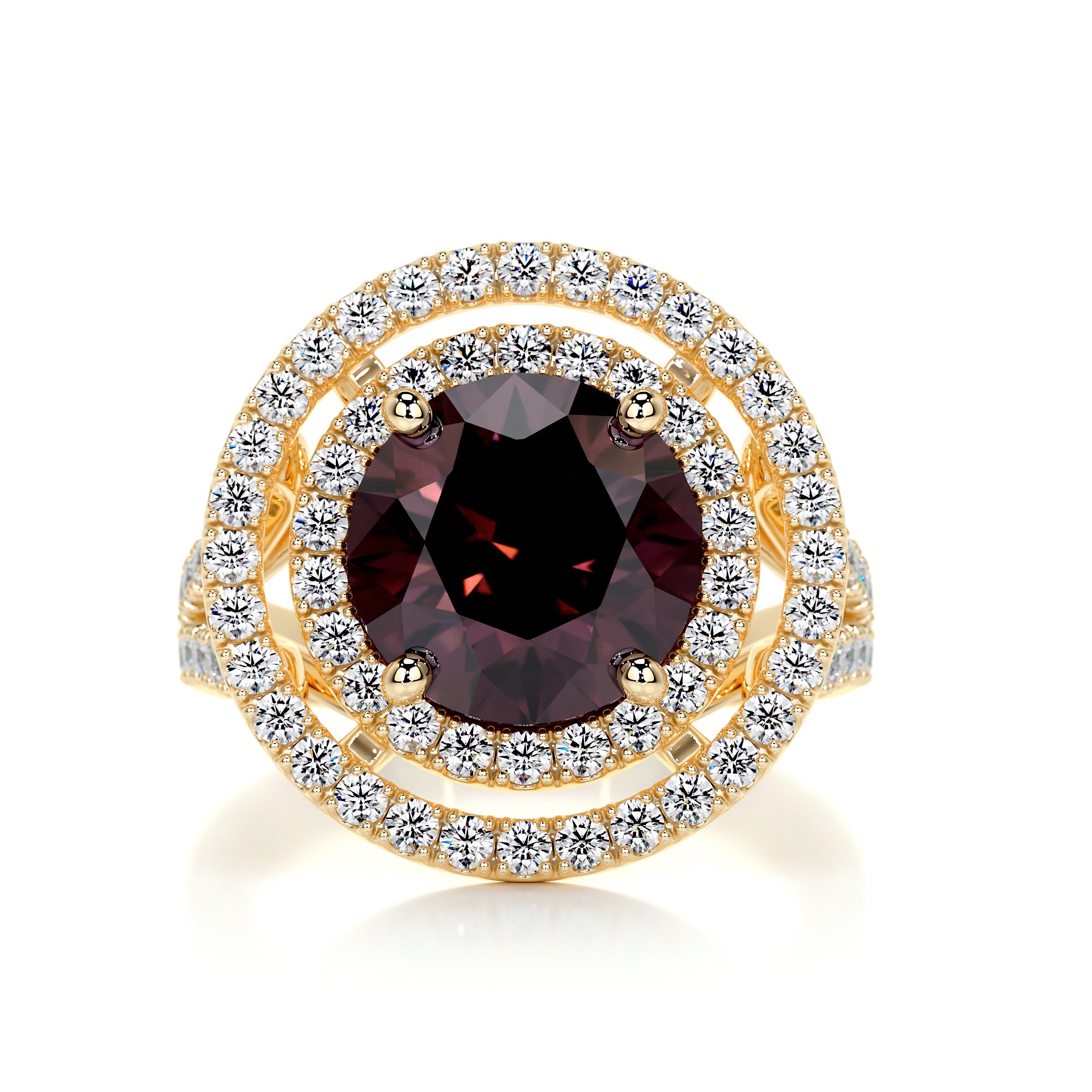 Naomi Gemstone & Diamonds Ring   (5 Carat) -18K Yellow Gold