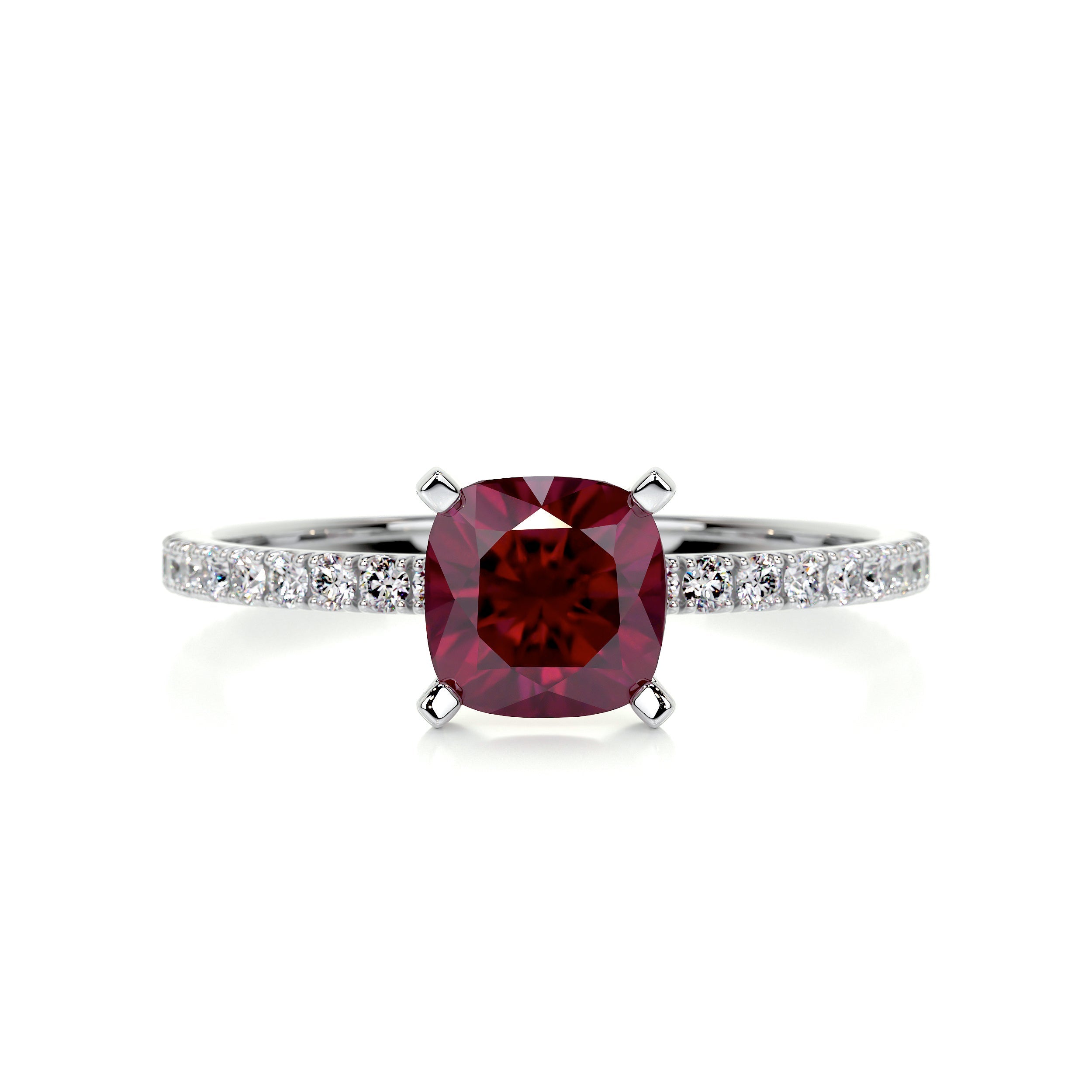 Stephanie Gemstone & Diamonds Ring   (1.8 Carat) -14K White Gold