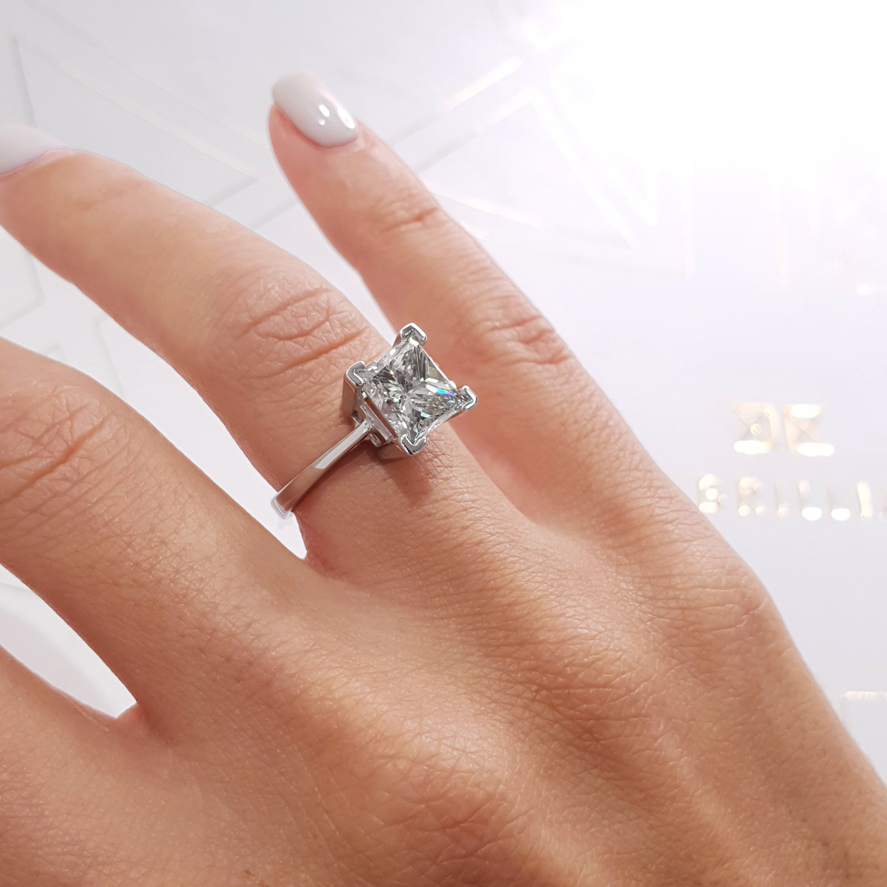 Ella Diamond Engagement Ring -14K White Gold
