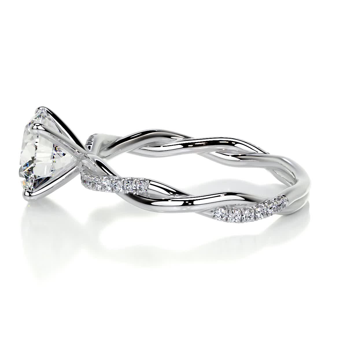 Crystal Diamond Engagement Ring -14K White Gold