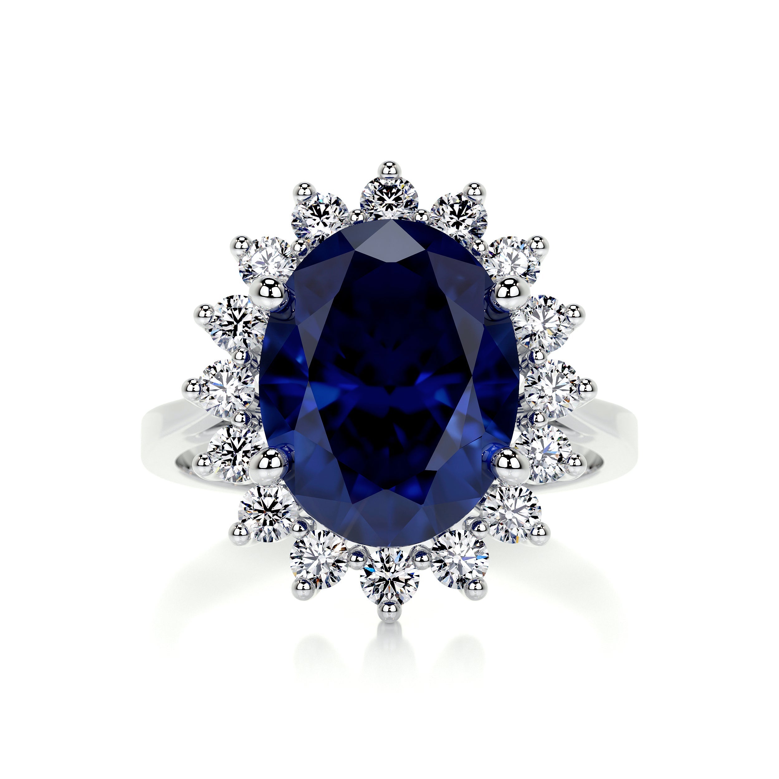 Lyn Gemstone & Diamonds Ring   (7 Carat) - 14K White Gold